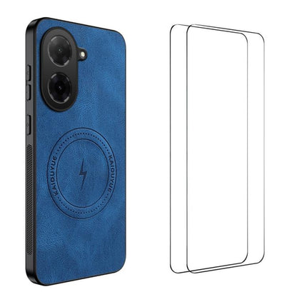 WANLONFENG Nappa Texture Magnetic Phone Case with 2pcs Screen Films, For Redmi A7 Pro 171mm / Poco C85x 5G, For Redmi Turbo 5 Max / Poco X8 Pro Max, For Redmi Turbo 5 5G / Poco X8 Pro 5G, For Redmi Note 15 Pro+ 5G Global 163.3mm                        ...