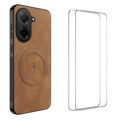 WANLONFENG Nappa Texture Magnetic Phone Case with 2pcs Screen Films, For Redmi A7 Pro 171mm / Poco C85x 5G, For Redmi Turbo 5 Max / Poco X8 Pro Max, For Redmi Turbo 5 5G / Poco X8 Pro 5G, For Redmi Note 15 Pro+ 5G Global 163.3mm                        ...
