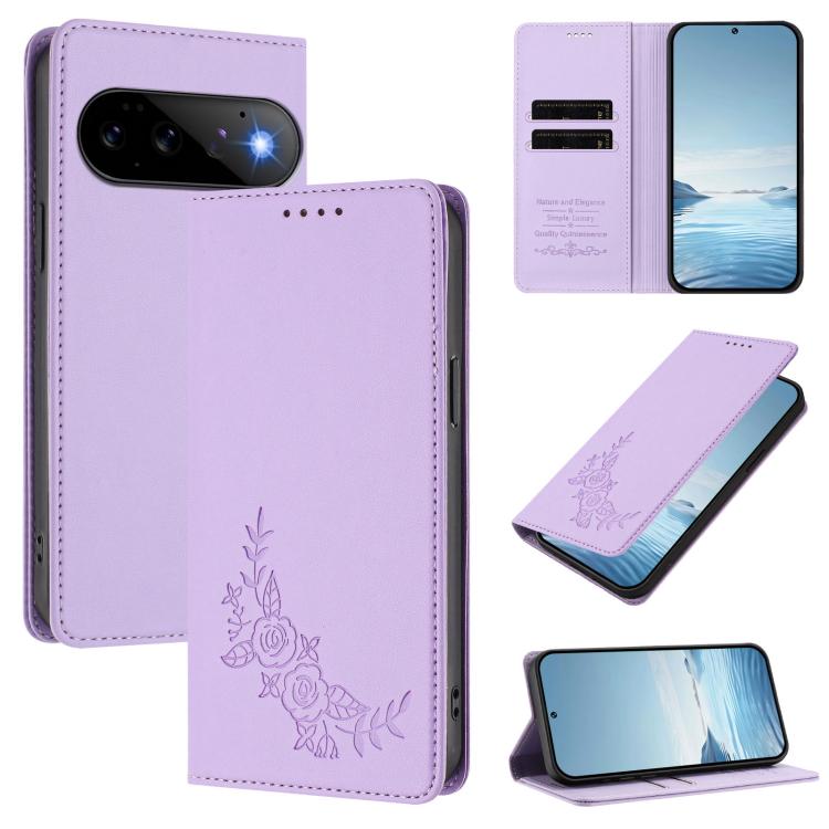 Peony Embossed Magnetic RFID Vegan Leather Phone Case, For Google Pixel 11 Pro XL, For Google Pixel 11 Pro / 11, For Google Pixel 10a, For Google Pixel 10 Pro XL / 9 Pro XL, For Google Pixel 10 / 10 Pro / 9 / 9 Pro, For Google Pixel 9a                 ...
