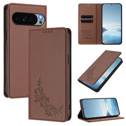 Peony Embossed Magnetic RFID Vegan Leather Phone Case, For Google Pixel 11 Pro XL, For Google Pixel 11 Pro / 11, For Google Pixel 10a, For Google Pixel 10 Pro XL / 9 Pro XL, For Google Pixel 10 / 10 Pro / 9 / 9 Pro, For Google Pixel 9a                 ...