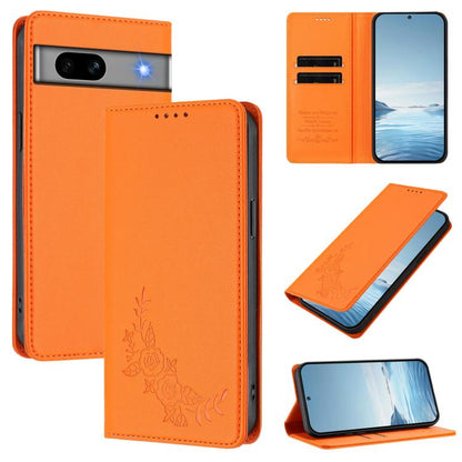 Peony Embossed Magnetic RFID Vegan Leather Phone Case, For Google Pixel 7a