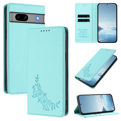 Peony Embossed Magnetic RFID Vegan Leather Phone Case, For Google Pixel 7a