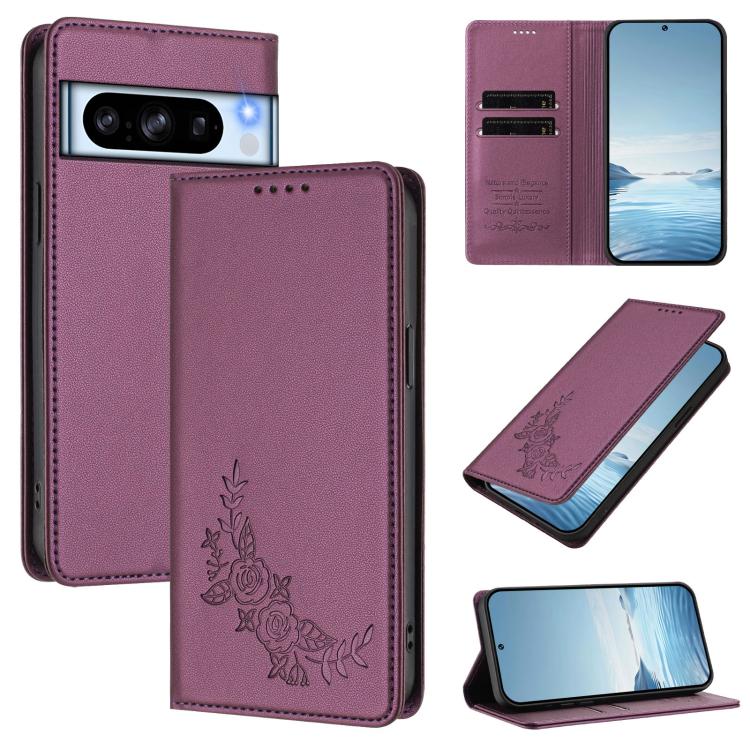 Peony Embossed Magnetic RFID Vegan Leather Phone Case, For Google Pixel 11 Pro XL, For Google Pixel 11 Pro / 11, For Google Pixel 10a, For Google Pixel 10 Pro XL / 9 Pro XL, For Google Pixel 10 / 10 Pro / 9 / 9 Pro, For Google Pixel 9a                 ...