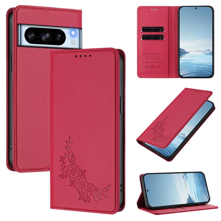 Peony Embossed Magnetic RFID Vegan Leather Phone Case, For Google Pixel 11 Pro XL, For Google Pixel 11 Pro / 11, For Google Pixel 10a, For Google Pixel 10 Pro XL / 9 Pro XL, For Google Pixel 10 / 10 Pro / 9 / 9 Pro, For Google Pixel 9a                 ...
