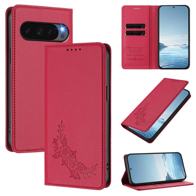 Peony Embossed Magnetic RFID Vegan Leather Phone Case, For Google Pixel 11 Pro XL, For Google Pixel 11 Pro / 11, For Google Pixel 10a, For Google Pixel 10 Pro XL / 9 Pro XL, For Google Pixel 10 / 10 Pro / 9 / 9 Pro, For Google Pixel 9a                 ...