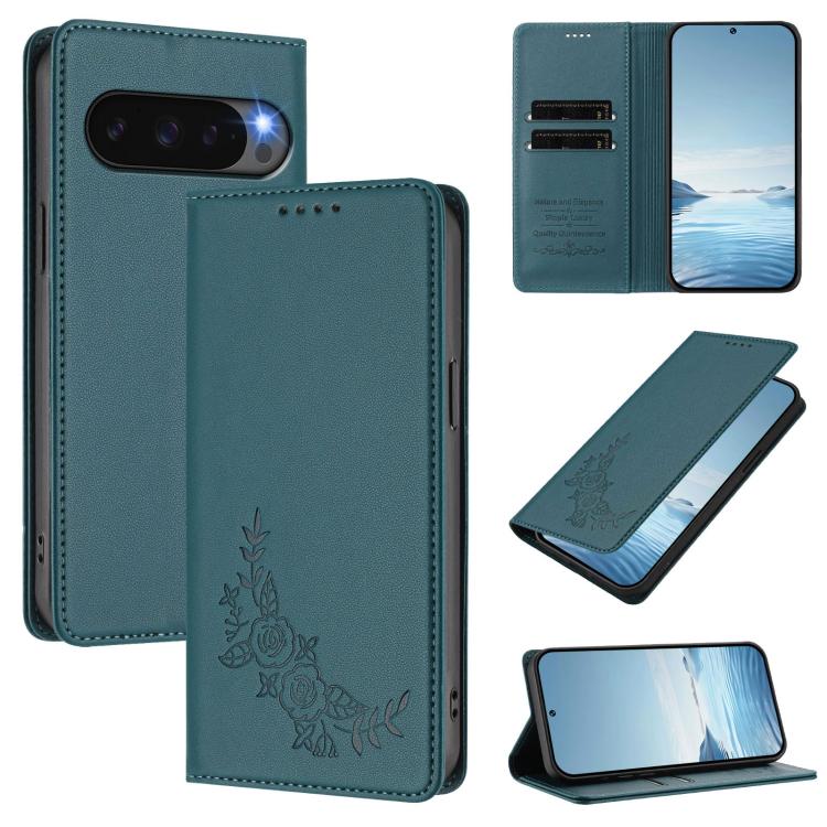 Peony Embossed Magnetic RFID Vegan Leather Phone Case, For Google Pixel 11 Pro XL, For Google Pixel 11 Pro / 11, For Google Pixel 10a, For Google Pixel 10 Pro XL / 9 Pro XL, For Google Pixel 10 / 10 Pro / 9 / 9 Pro, For Google Pixel 9a                 ...