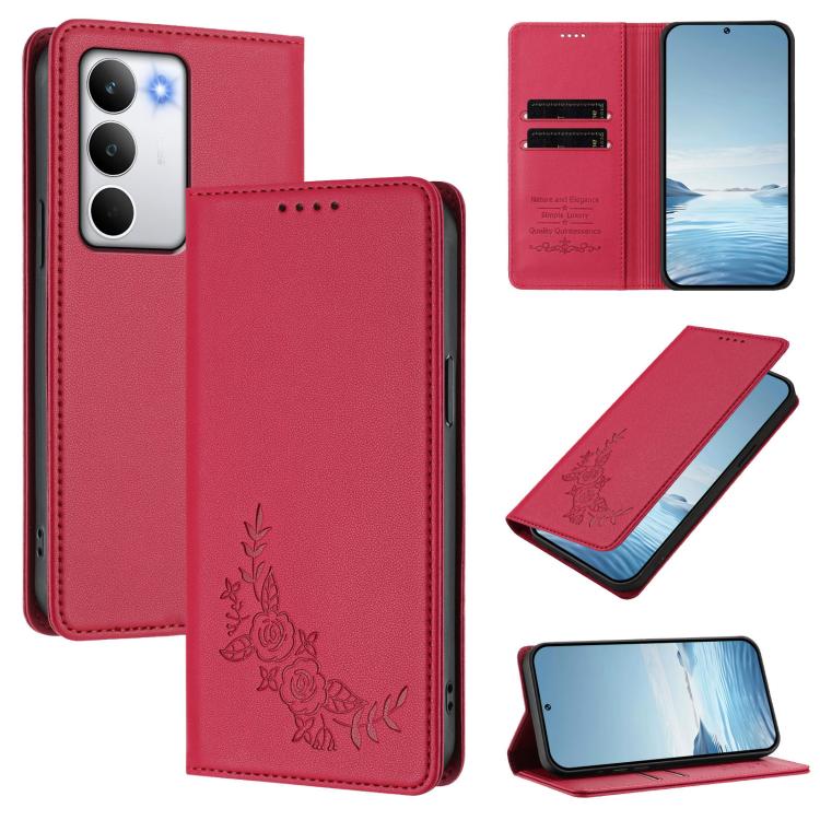 Peony Embossed Magnetic RFID Vegan Leather Phone Case, For Realme C71 India / Note 70 / Note 70T 4G, For Realme C85 Pro 4G, For Realme P4 Pro 5G, For Realme P4 5G, For Realme 15T 5G, For Realme C63 4G / C61 / C61 India / Note 60                        ...