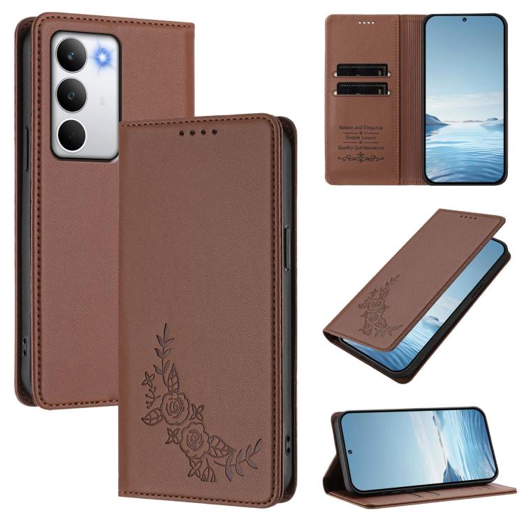 Peony Embossed Magnetic RFID Vegan Leather Phone Case, For Realme C71 India / Note 70 / Note 70T 4G, For Realme C85 Pro 4G, For Realme P4 Pro 5G, For Realme P4 5G, For Realme 15T 5G, For Realme C63 4G / C61 / C61 India / Note 60                        ...