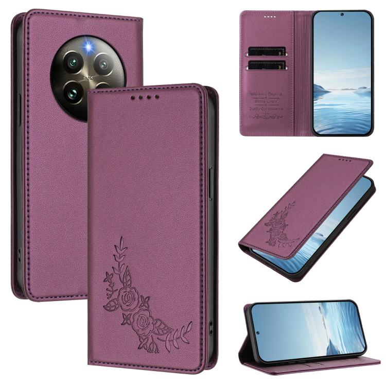 Peony Embossed Magnetic RFID Vegan Leather Phone Case, For Realme 13 5G / 12 5G / 12x / 12x India, For Realme 13+, For Realme 13 4G / 12 4G / 12+ / Narzo 70 / P1, For Realme 13 Pro / 13 Pro+, For Realme GT 6 / GT 6T, For Realme C67 4G / 12 Lite        ...