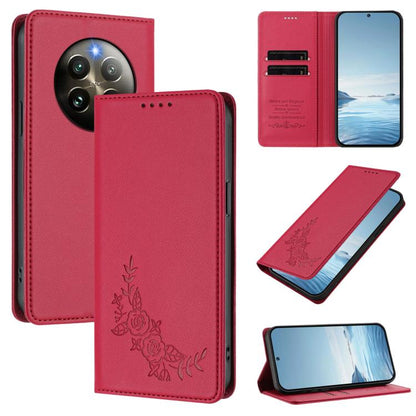 Peony Embossed Magnetic RFID Vegan Leather Phone Case, For Realme 13 5G / 12 5G / 12x / 12x India, For Realme 13+, For Realme 13 4G / 12 4G / 12+ / Narzo 70 / P1, For Realme 13 Pro / 13 Pro+, For Realme GT 6 / GT 6T, For Realme C67 4G / 12 Lite        ...