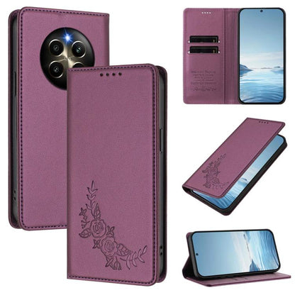 Peony Embossed Magnetic RFID Vegan Leather Phone Case, For Realme 13 5G / 12 5G / 12x / 12x India, For Realme 13+, For Realme 13 4G / 12 4G / 12+ / Narzo 70 / P1, For Realme 13 Pro / 13 Pro+, For Realme GT 6 / GT 6T, For Realme C67 4G / 12 Lite        ...