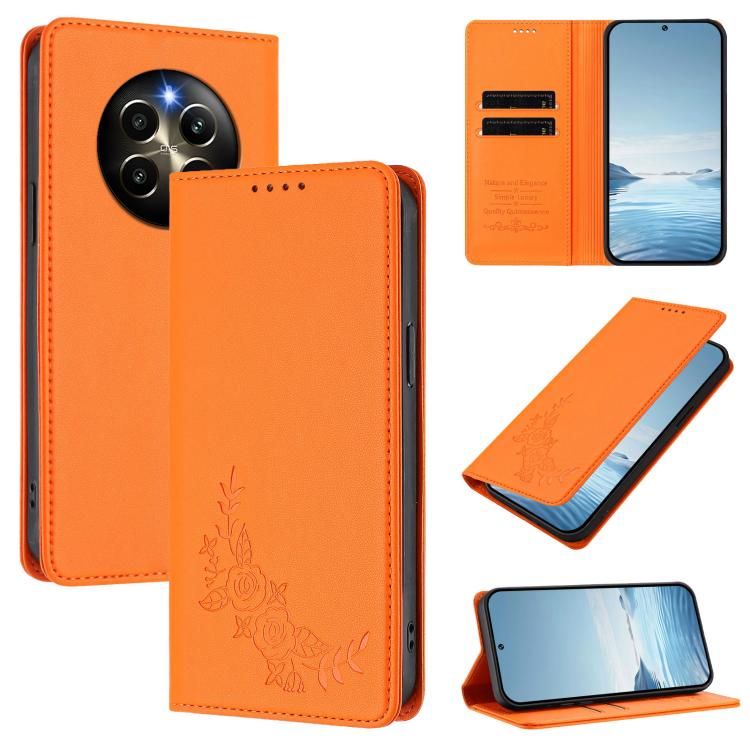 Peony Embossed Magnetic RFID Vegan Leather Phone Case, For Realme 13 5G / 12 5G / 12x / 12x India, For Realme 13+, For Realme 13 4G / 12 4G / 12+ / Narzo 70 / P1, For Realme 13 Pro / 13 Pro+, For Realme GT 6 / GT 6T, For Realme C67 4G / 12 Lite        ...