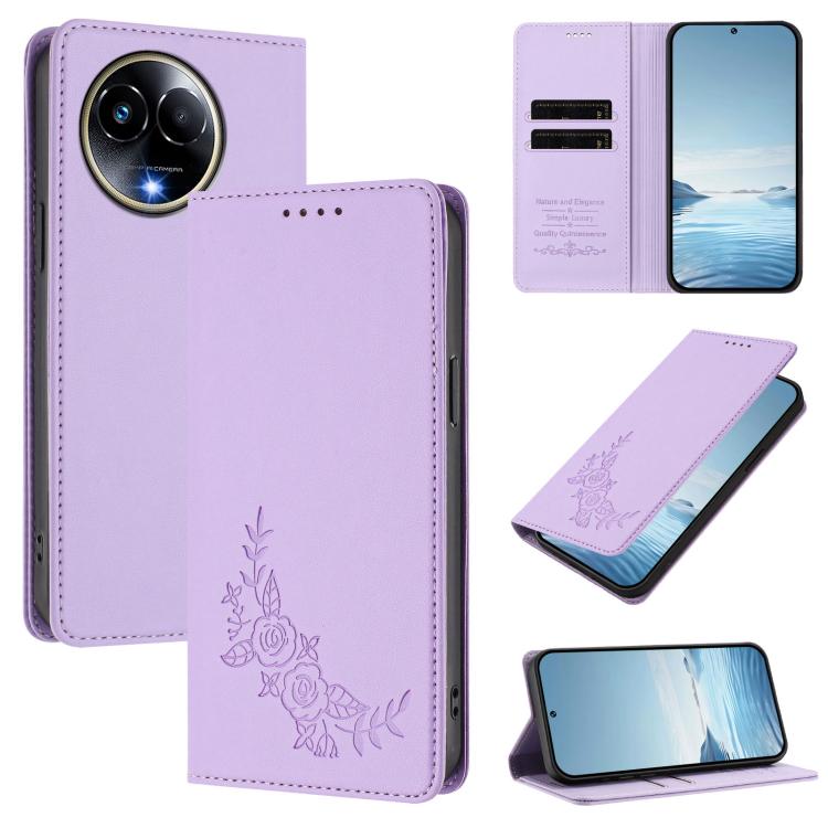 Peony Embossed Magnetic RFID Vegan Leather Phone Case, For Realme 13 5G / 12 5G / 12x / 12x India, For Realme 13+, For Realme 13 4G / 12 4G / 12+ / Narzo 70 / P1, For Realme 13 Pro / 13 Pro+, For Realme GT 6 / GT 6T, For Realme C67 4G / 12 Lite        ...