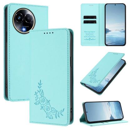 Peony Embossed Magnetic RFID Vegan Leather Phone Case, For Realme 13 5G / 12 5G / 12x / 12x India, For Realme 13+, For Realme 13 4G / 12 4G / 12+ / Narzo 70 / P1, For Realme 13 Pro / 13 Pro+, For Realme GT 6 / GT 6T, For Realme C67 4G / 12 Lite        ...
