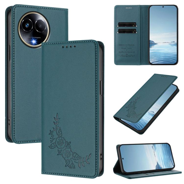 Peony Embossed Magnetic RFID Vegan Leather Phone Case, For Realme 13 5G / 12 5G / 12x / 12x India, For Realme 13+, For Realme 13 4G / 12 4G / 12+ / Narzo 70 / P1, For Realme 13 Pro / 13 Pro+, For Realme GT 6 / GT 6T, For Realme C67 4G / 12 Lite        ...