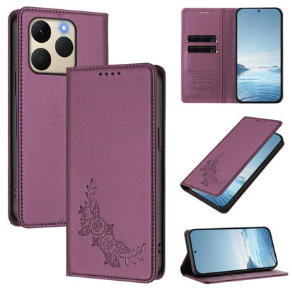 Peony Embossed Magnetic RFID Vegan Leather Phone Case, For Realme C71 India / Note 70 / Note 70T 4G, For Realme C85 Pro 4G, For Realme P4 Pro 5G, For Realme P4 5G, For Realme 15T 5G, For Realme C63 4G / C61 / C61 India / Note 60                        ...