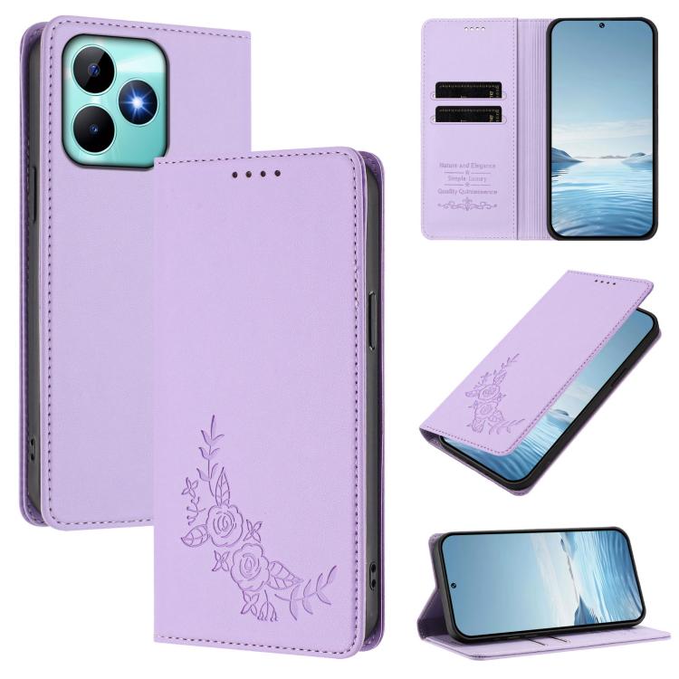 Peony Embossed Magnetic RFID Vegan Leather Phone Case, For Realme 13 5G / 12 5G / 12x / 12x India, For Realme 13+, For Realme 13 4G / 12 4G / 12+ / Narzo 70 / P1, For Realme 13 Pro / 13 Pro+, For Realme GT 6 / GT 6T, For Realme C67 4G / 12 Lite        ...
