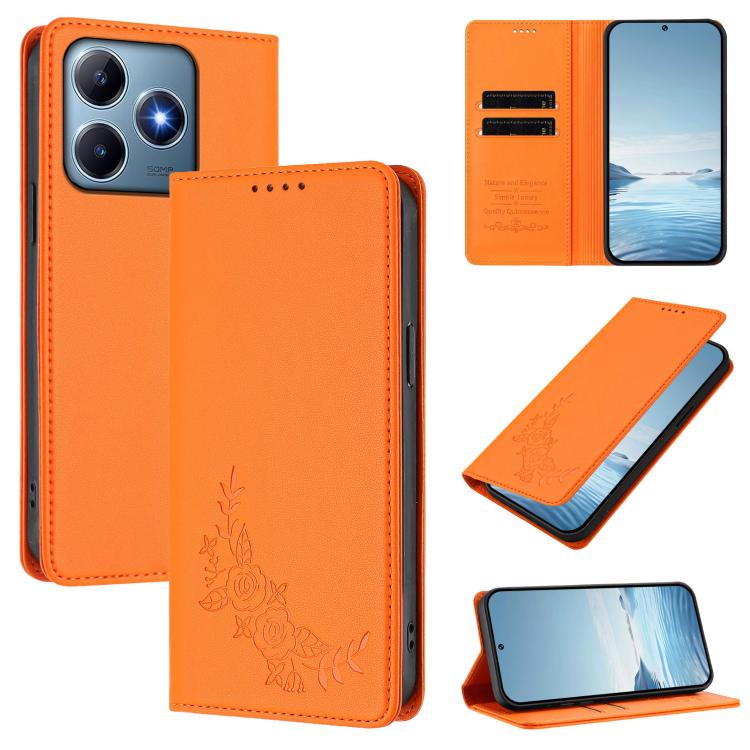Peony Embossed Magnetic RFID Vegan Leather Phone Case, For Realme C71 India / Note 70 / Note 70T 4G, For Realme C85 Pro 4G, For Realme P4 Pro 5G, For Realme P4 5G, For Realme 15T 5G, For Realme C63 4G / C61 / C61 India / Note 60                        ...