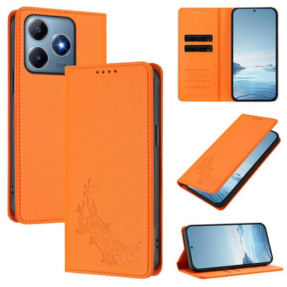 Peony Embossed Magnetic RFID Vegan Leather Phone Case, For Realme C71 India / Note 70 / Note 70T 4G, For Realme C85 Pro 4G, For Realme P4 Pro 5G, For Realme P4 5G, For Realme 15T 5G, For Realme C63 4G / C61 / C61 India / Note 60                        ...