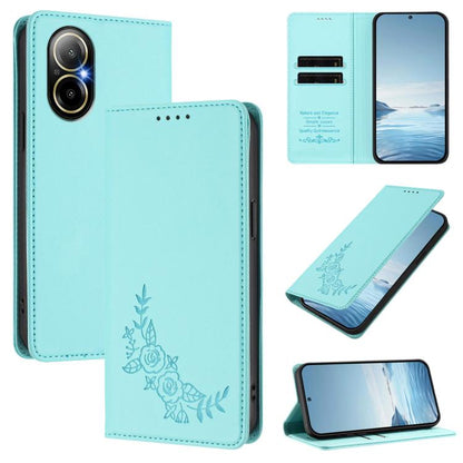 Peony Embossed Magnetic RFID Vegan Leather Phone Case, For Realme 13 5G / 12 5G / 12x / 12x India, For Realme 13+, For Realme 13 4G / 12 4G / 12+ / Narzo 70 / P1, For Realme 13 Pro / 13 Pro+, For Realme GT 6 / GT 6T, For Realme C67 4G / 12 Lite        ...