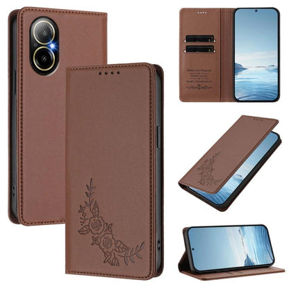 Peony Embossed Magnetic RFID Vegan Leather Phone Case, For Realme 13 5G / 12 5G / 12x / 12x India, For Realme 13+, For Realme 13 4G / 12 4G / 12+ / Narzo 70 / P1, For Realme 13 Pro / 13 Pro+, For Realme GT 6 / GT 6T, For Realme C67 4G / 12 Lite        ...