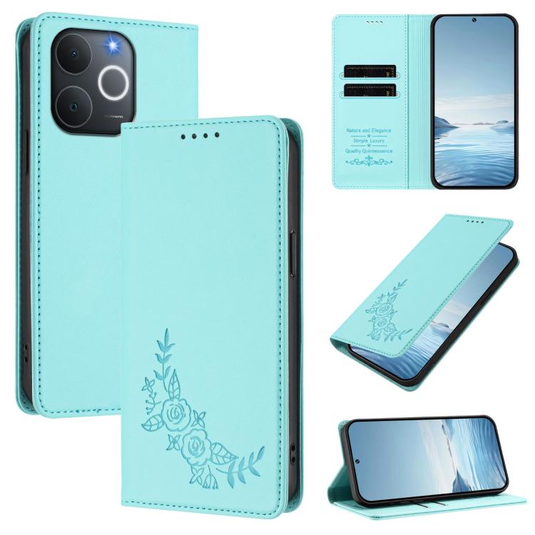 Peony Embossed Magnetic RFID Vegan Leather Phone Case, For Realme C71 India / Note 70 / Note 70T 4G, For Realme C85 Pro 4G, For Realme P4 Pro 5G, For Realme P4 5G, For Realme 15T 5G, For Realme C63 4G / C61 / C61 India / Note 60                        ...