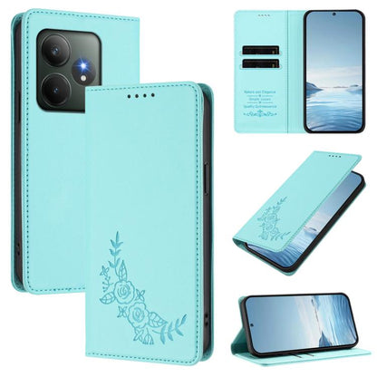 Peony Embossed Magnetic RFID Vegan Leather Phone Case, For Realme 13 5G / 12 5G / 12x / 12x India, For Realme 13+, For Realme 13 4G / 12 4G / 12+ / Narzo 70 / P1, For Realme 13 Pro / 13 Pro+, For Realme GT 6 / GT 6T, For Realme C67 4G / 12 Lite        ...