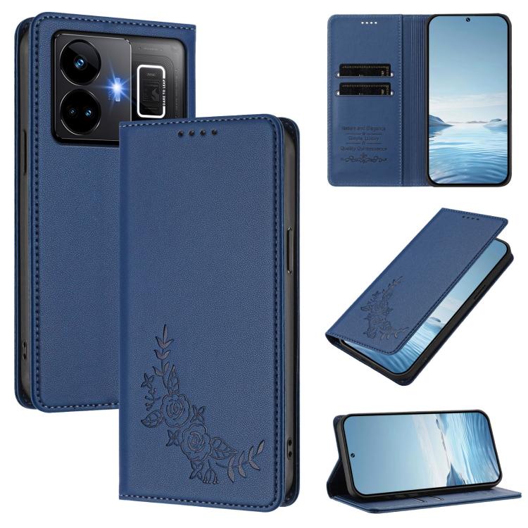 Peony Embossed Magnetic RFID Vegan Leather Phone Case, For Realme 11 4G, For Realme GT5 / GT5 240W, For Realme Narzo 60 Pro, For Realme C65 4G, For Realme C55 / Narzo N55, For Realme 10T / 10s, For Realme GT3 / GT Neo 5 240W