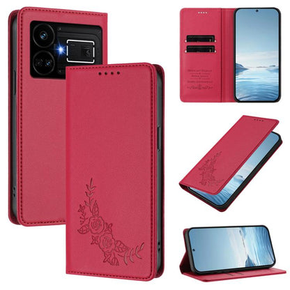 Peony Embossed Magnetic RFID Vegan Leather Phone Case, For Realme 11 4G, For Realme GT5 / GT5 240W, For Realme Narzo 60 Pro, For Realme C65 4G, For Realme C55 / Narzo N55, For Realme 10T / 10s, For Realme GT3 / GT Neo 5 240W