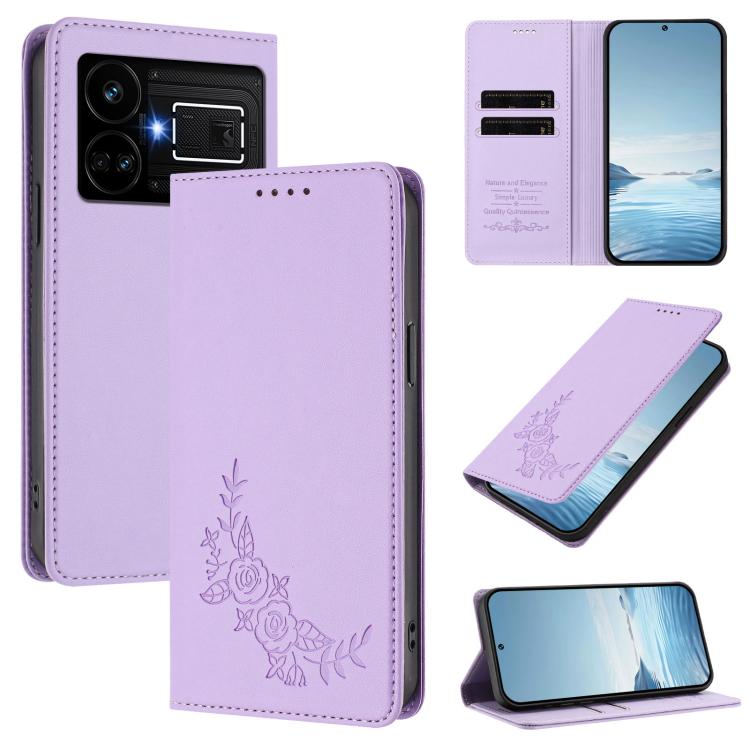 Peony Embossed Magnetic RFID Vegan Leather Phone Case, For Realme 11 4G, For Realme GT5 / GT5 240W, For Realme Narzo 60 Pro, For Realme C65 4G, For Realme C55 / Narzo N55, For Realme 10T / 10s, For Realme GT3 / GT Neo 5 240W
