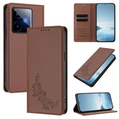 Peony Embossed Magnetic RFID Vegan Leather Phone Case, For Realme C71 India / Note 70 / Note 70T 4G, For Realme C85 Pro 4G, For Realme P4 Pro 5G, For Realme P4 5G, For Realme 15T 5G, For Realme C63 4G / C61 / C61 India / Note 60                        ...