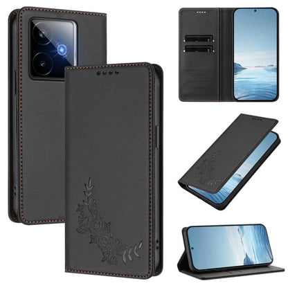 Peony Embossed Magnetic RFID Vegan Leather Phone Case, For Realme C71 India / Note 70 / Note 70T 4G, For Realme C85 Pro 4G, For Realme P4 Pro 5G, For Realme P4 5G, For Realme 15T 5G, For Realme C63 4G / C61 / C61 India / Note 60                        ...
