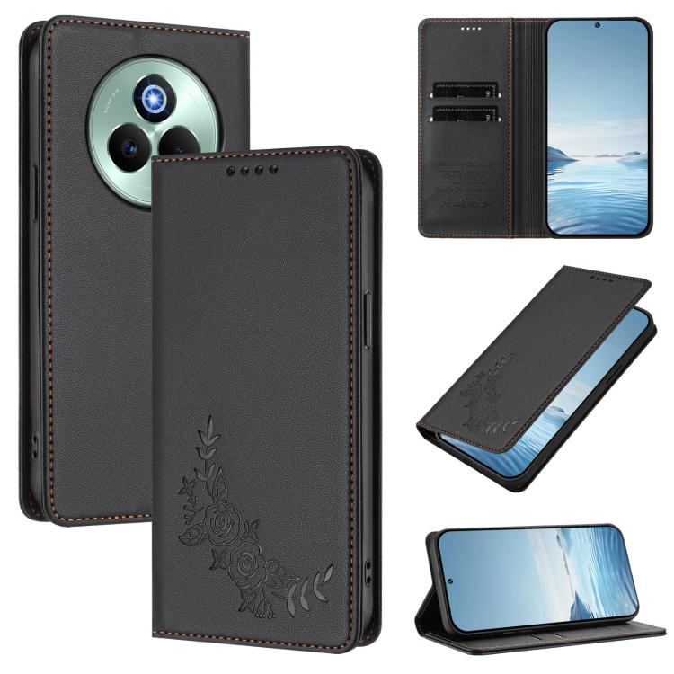 Peony Embossed Magnetic RFID Vegan Leather Phone Case, For Realme C75 5G / V70 / 14x Global, For Realme 14 Pro 5G India / Narzo 80 Pro, For Realme C75 4G / Narzo 80x / 14x India, For Realme 14 / 14T 5G / P3 5G, For Realme P3 Ultra 5G, For Realme P3 Pro...