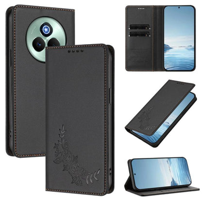 Peony Embossed Magnetic RFID Vegan Leather Phone Case, For Realme C75 5G / V70 / 14x Global, For Realme 14 Pro 5G India / Narzo 80 Pro, For Realme C75 4G / Narzo 80x / 14x India, For Realme 14 / 14T 5G / P3 5G, For Realme P3 Ultra 5G, For Realme P3 Pro...