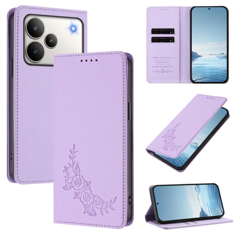 Peony Embossed Magnetic RFID Vegan Leather Phone Case, For Realme C71 India / Note 70 / Note 70T 4G, For Realme C85 Pro 4G, For Realme P4 Pro 5G, For Realme P4 5G, For Realme 15T 5G, For Realme C63 4G / C61 / C61 India / Note 60                        ...