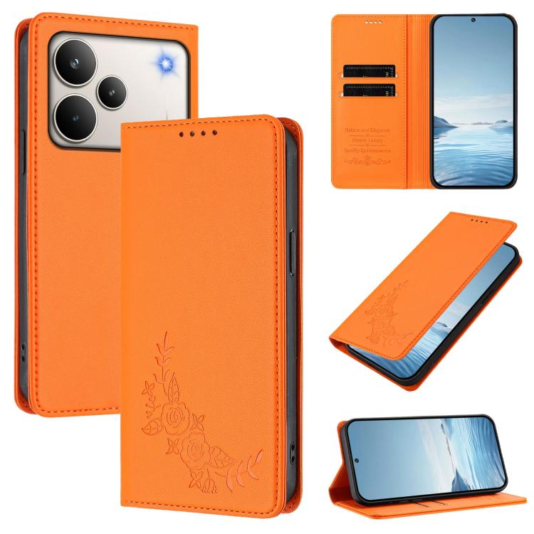 Peony Embossed Magnetic RFID Vegan Leather Phone Case, For Realme C71 India / Note 70 / Note 70T 4G, For Realme C85 Pro 4G, For Realme P4 Pro 5G, For Realme P4 5G, For Realme 15T 5G, For Realme C63 4G / C61 / C61 India / Note 60                        ...