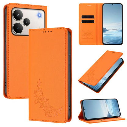 Peony Embossed Magnetic RFID Vegan Leather Phone Case, For Realme C71 India / Note 70 / Note 70T 4G, For Realme C85 Pro 4G, For Realme P4 Pro 5G, For Realme P4 5G, For Realme 15T 5G, For Realme C63 4G / C61 / C61 India / Note 60                        ...