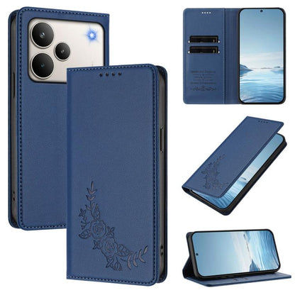 Peony Embossed Magnetic RFID Vegan Leather Phone Case, For Realme C71 India / Note 70 / Note 70T 4G, For Realme C85 Pro 4G, For Realme P4 Pro 5G, For Realme P4 5G, For Realme 15T 5G, For Realme C63 4G / C61 / C61 India / Note 60                        ...