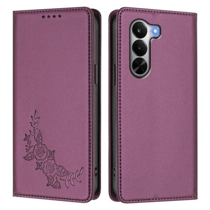 Peony Embossed Magnetic RFID Vegan Leather Phone Case, For Realme P4x 5G / OnePlus Nord CE6 Lite, For Realme 16T 5G, For Realme C100 / C85 5G / C83 5G / 15x India, For Realme P4 Power 5G, For Realme Note 80 4G, For Realme 16 5G, For Realme 16 Pro+ 5G  ...