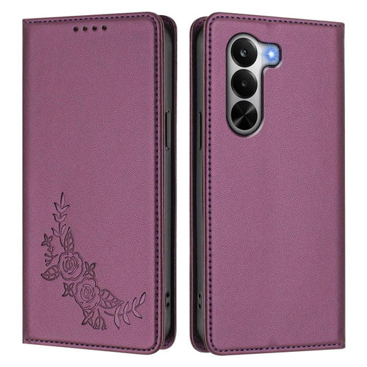 Peony Embossed Magnetic RFID Vegan Leather Phone Case, For Realme P4x 5G / OnePlus Nord CE6 Lite, For Realme 16T 5G, For Realme C100 / C85 5G / C83 5G / 15x India, For Realme P4 Power 5G, For Realme Note 80 4G, For Realme 16 5G, For Realme 16 Pro+ 5G  ...