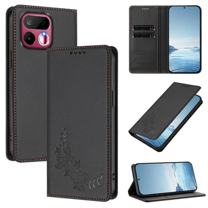 Peony Embossed Magnetic RFID Vegan Leather Phone Case, For Realme P4x 5G / OnePlus Nord CE6 Lite, For Realme 16T 5G, For Realme C100 / C85 5G / C83 5G / 15x India, For Realme P4 Power 5G, For Realme Note 80 4G, For Realme 16 5G, For Realme 16 Pro+ 5G  ...
