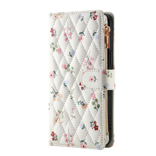 Flower Pattern Zipper Wallet Vegan Leather Phone Case with Lanyard, For Samsung Galaxy A57 5G, For Samsung Galaxy A37 5G / A36 5G / A56 5G, For Samsung Galaxy A17 / A26 5G, For Samsung Galaxy A06 / A07, For Samsung Galaxy A16 4G / 5G                   ...
