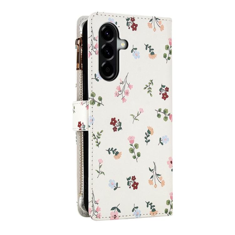 Flower Pattern Zipper Wallet Vegan Leather Phone Case with Lanyard, For Samsung Galaxy A57 5G, For Samsung Galaxy A37 5G / A36 5G / A56 5G, For Samsung Galaxy A17 / A26 5G, For Samsung Galaxy A06 / A07, For Samsung Galaxy A16 4G / 5G                   ...