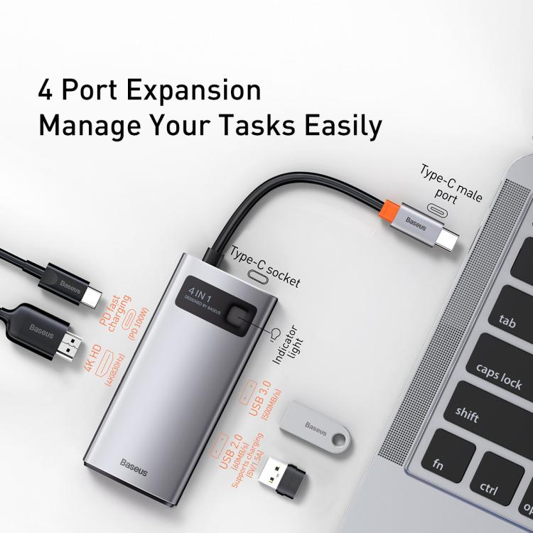 Baseus Metallic Glow Series CAHUB-CY0G 4 in 1 Multifunctional Type-C HUB Docking Station