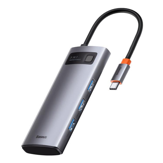 محطة إرساء Baseus Metallic Glow Series CAHUB-CX0G متعددة الوظائف 5 في 1 من النوع C