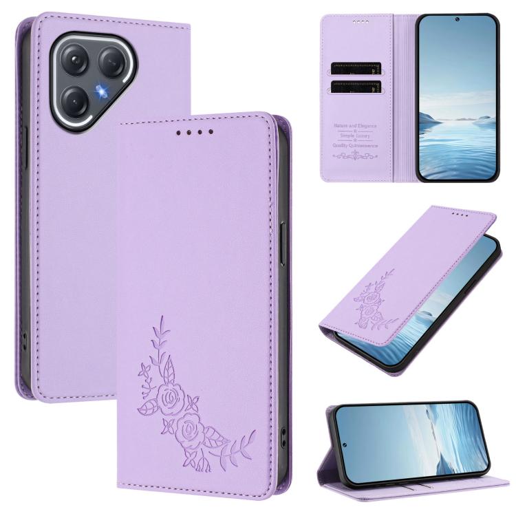 Peony Embossed Magnetic RFID Vegan Leather Phone Case, For Tecno Spark Go 5G 2025 / 40 5G, For Tecno Spark 50 / KN4, For Tecno Camon 50 Pro 4G, For Tecno Camon 50 4G, For Tecno Spark Go 3, For Tenco Pova Slim 5G / Spark Slim 5G, For Tecno Spark 40C    ...