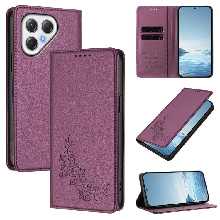 Peony Embossed Magnetic RFID Vegan Leather Phone Case, For Tecno Spark Go 5G 2025 / 40 5G, For Tecno Spark 50 / KN4, For Tecno Camon 50 Pro 4G, For Tecno Camon 50 4G, For Tecno Spark Go 3, For Tenco Pova Slim 5G / Spark Slim 5G, For Tecno Spark 40C    ...