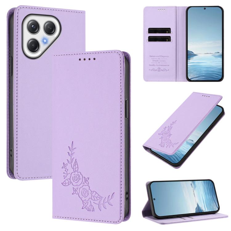 Peony Embossed Magnetic RFID Vegan Leather Phone Case, For Tecno Spark Go 5G 2025 / 40 5G, For Tecno Spark 50 / KN4, For Tecno Camon 50 Pro 4G, For Tecno Camon 50 4G, For Tecno Spark Go 3, For Tenco Pova Slim 5G / Spark Slim 5G, For Tecno Spark 40C    ...