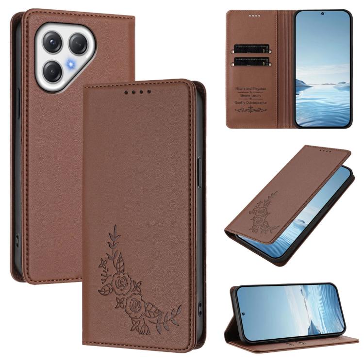Peony Embossed Magnetic RFID Vegan Leather Phone Case, For Tecno Spark Go 5G 2025 / 40 5G, For Tecno Spark 50 / KN4, For Tecno Camon 50 Pro 4G, For Tecno Camon 50 4G, For Tecno Spark Go 3, For Tenco Pova Slim 5G / Spark Slim 5G, For Tecno Spark 40C    ...