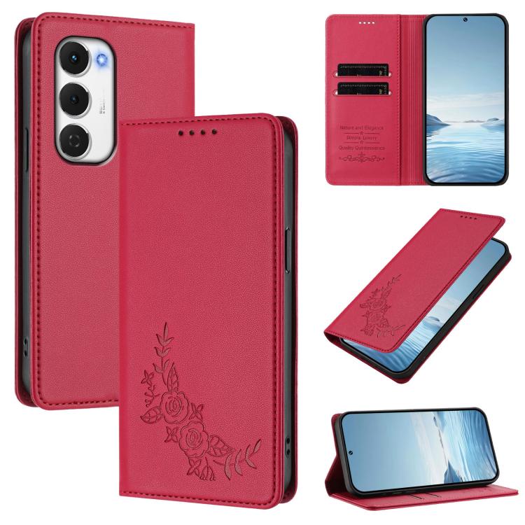 Peony Embossed Magnetic RFID Vegan Leather Phone Case, For Tecno Spark 40 Pro+ 4G, For Tecno Spark 40 Pro 4G, For Tecno Spark 40 4G, For Tecno Pova 7 Ultra 5G, For Tecno Spark Go 1 / Go 1S / Pop 9, For Tecno Camon 40 Pro 4G, For Tecno Camon 40 Premier ...
